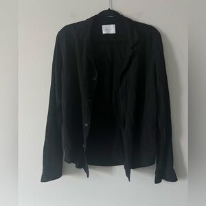 RAITH Black Linen Blend Button Up Blouse Lightweight Minimalist Shirt Size M
